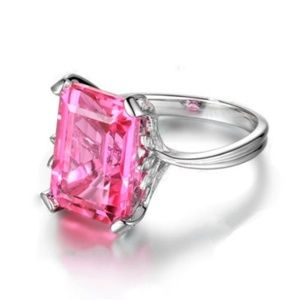 ilver Pink Ametrine Gemstone Ring Size 8 New